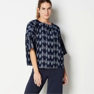 J. Jill Pure Jill Indigo Mixed Ikat Print Top Women’s XL Petite